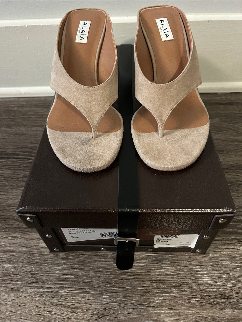Alaia Suede Goatskin Wedge Thongs - 100% Authentic